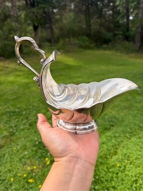 Vintage Elegant  Bombay Silver-Tone Gravy  Boat